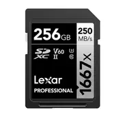 Lexar Professional 1667x 256GB SDXC UHS-II Card SILVER Series 256GB C10, UHS-II(U3), V60, up to 250MB/s read, 120MB/s write