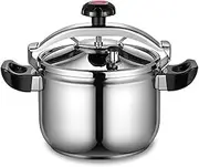 Olla De Presion Safety Pressure Cooker 304 Stainless Steel Double Bottom Cooking Pot Suitable for Gas Induction Cookers,Silver,7L