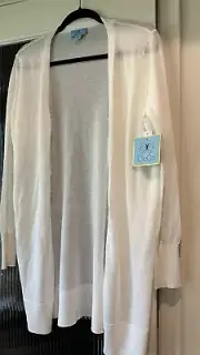 NWT CECE CLASSY WHITE LONG CARDIGAN SZ M