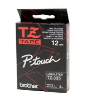 Brother TZe-335 / 12mm White Text On Black Laminated Labelling Tape - 8 Metres
