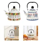 Enamel Tea Kettle 1.7L with Handle Kitchen Decor Enamel Pot for Tea Water
