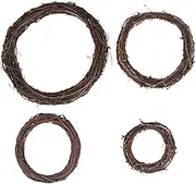 4 Pcs Natural Dried Rattan Ring for DIY Party Decorations Mixed Style Wreath Elegant Rustic Home Decor for Christmas Weddings and More