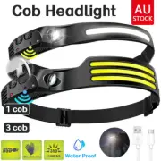 Waterproof COB Headlamp Night Buddy LED Motion Sensor Head Torch Headlight AU