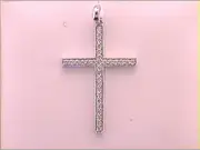 14k White Gold Round Diamond Religious Cross Pendant 1/4 Cttw