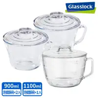 在飛比找momo購物網優惠-【Glasslock】強化玻璃可微波泡麵碗3入組(附蓋麵碗/