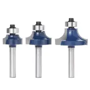 3 Pcs Radius 1/4" Shank Round Over Beading Edging Router Bit Set For Woodworking