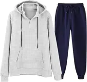 [Generic] Tuxedo for Young Men Solid Color Zipper Neckline Hooded Pullover Sweatshirt Casual Sweatpants Sportswear Mens Windowpane Suit
