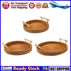 LF# Handmade Rattan Storage Tray with Wooden Handle Wicker Basket for Cake (S)