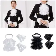 Victorian Colonial Jabot Lace Ruffle False Collar and Cuffs Renaissances Costume