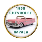 Chevy, 1958 Chevrolet Impala Car Pin Badge