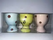 Illumination Set Of 3 Egg Cups Polka Dot Pastel Colors NOS