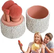 Make Up Brush Set | Cosmetic Brush - Professional Portable Dense Blender Highlighter With Rhinestones Case For Blending Blush Bronzer Powder Setting
