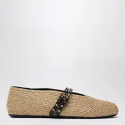 [Alaïa] Flat ballerinas natural colour in paper straw 36 IT Beige