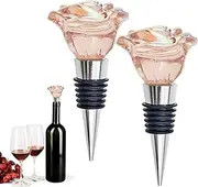 2 Rose Wine Stopper, Bottle Stopper Wine Saver, Reusable Wine Corks for Beverage, Wine Preserver Wine Saver Keep Wine Fresh Wine Accessories Gifts for Wine Lovers, Wedding Favors (Rose, One Size)