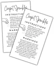 Carpet Sprinkles Freshener Instructions and Warning Label Cards | 50 pk 2x3.5” Minimalist DIY Crafters Deodorizer Jar Scents for Selling Packaging