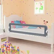 Toddler Safety Bed Rail Grey 150x42 cm Polyester Child Bed Guard Safety Barrier