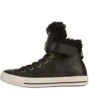 Converse Chuck Taylor Women's Shoes Sneakers Black Leather Fur Lined Size 9 NIB