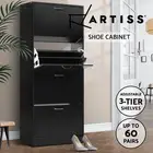 Artiss Shoe Rack Storage Cabinet Organiser Shelf 60 Pairs 4 Doors Black