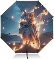 [RPLIFE] Compact Umbrella, Windproof Umbrella, Automatic Open/close, Compact Size for Women Backpacks/Handbags, Fire Owl