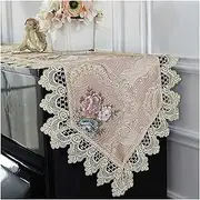 Grand Piano Cover, Upright Piano Protective Cover Piano Towel Lace Piano Half Cover Embroidered Lace Fabric Piano Towel for Most Upright Pianos（40 * 200cm） (Color : Pink)