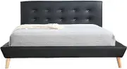 Double PU Leather Deluxe Bed Frame and Headboard - 190cm x 160cm Black