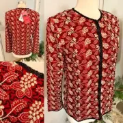 Beaded Evening Jacket NWT Size S J Kara Chadwick’s Red Black Gold Embroidery