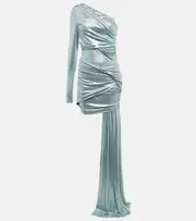 [Off-White] Off-White Asymmetric jersey minidress AU 10 silver