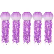 10inch Jellyfish Paper Lanterns, 5Pcs Jellyfish Hanging Lantern, Purple