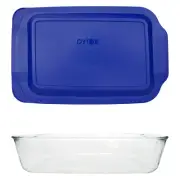 Pyrex 233-D 5Qt Glass Baking Dish and 233-PC 3qt Lagoon Blue Lid