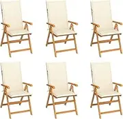 Garden Chairs 6 pcs with Cream Cushions Solid Teak Wood,Outdoor Chairs 44.8KG-3065562