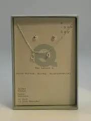 A New Day Silver-Plated 16" Initial 'q' Necklace & Cubic Zirconia Earrings Set