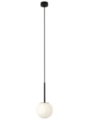 Made By Mayfair Lucent 1 Light 160mm Pendant in Matte Black with Spanish Alabaster