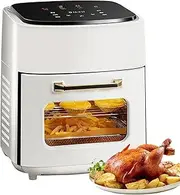 Digital Air Fryer, 15L Visual Electric Oven with LED Screen, 60°C-200°C Temperature Range, Oil Free Cooking, 360° Heating Circulation, 1400W Toaster Oven for Kitchen, Home, Snack Bar White