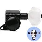 NEW Grover 505 Mini Roto-Grip L3+R3 Locking Rotomatic Tuners PEARL 3x3 - BLACK