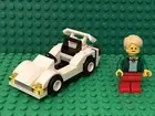 Lego City White Sports Race Car With Spoiler With Bank Teller Mini Figure