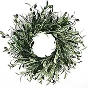 Real Live Leaves Wreath for 40cm Wreath Door Wall Hanging Decorative Artificial Leaf Greenery Wreath and Rattan(Wreath)