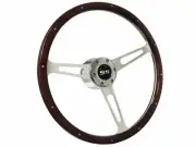 1967-68 Chevrolet Camaro SS 6-Bolt 15" Espresso Wood Steering Wheel Kit, Silver (for: Chevrolet)