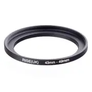 Camera 43mm Lens to 49mm Accessory Step Up Adapter Ring 43mm-49mm Black
