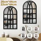 2Pcs Arched Window Mirror Retro Entry Wall Mirror Decal Acrylic Rectangle pavUq
