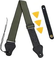 SWOOMEY 1 Set Premium Cotton Guitar Strap with Picks Durable Neck Strap Stylish Design for Musicians present for Guitarists Enhances Performance Focus and Comfort Random Color