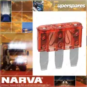 Narva Brand 10 Amp Red Colour Micro 3 Blade Fuses - Box Of 25 51210