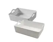 BULK 24 PLASTIC RECT STORAGE BASKET W/ HANDLE ASSORTED 27X10CM