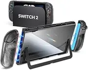 ivoler Dockable Case for Nintendo Switch 2, Carrying Protective Case, Soft TPU Grip Cover for Joy-Con, Grip Cover with Shock-Absorption, Anti-Scratch- Black