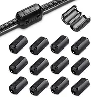 12 Pack RFI EMI Noise Filter Suppressor Cable Clip, Clip-on Ferrite Ring Core for Dia Cable(Black) (7mm)