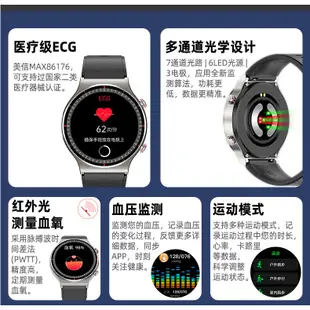 （醫療級）智能手錶心電圖監測血壓真血氧心率監測運動手環 ECG+PPG 關愛老人 智慧手錶 LINE FB訊息提醒 智慧