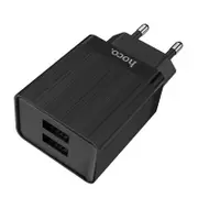 C51A Dual USB EU Plug Wall Smart USB Charger for Samsung Xiaomi Huawei BLACK COLOR