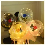 LED Luminous Balloon Rose Bouquet Transparent Bobo Ball Rose Valentines Day Gift