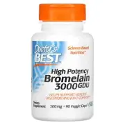 2 X Doctor's Best, High Potency Bromelain 3000 GDU, 500 mg, 90 Veggie Caps