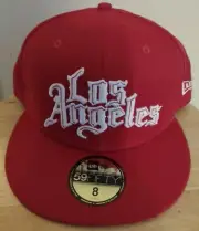 LA New Era Hat Los Angeles Clippers 59FIFTY Snapback New Cap US Men's 8 Red Hot