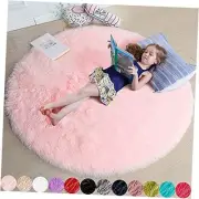 Round Rug 4Ft for Girls Bedroom, Fluffy Circle Area Rugs for 4' (Round) Pink